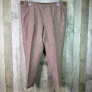 J. Jill Size XL 100% Linen Brown Capris Front Pockets Pull On Back Stretch Waist